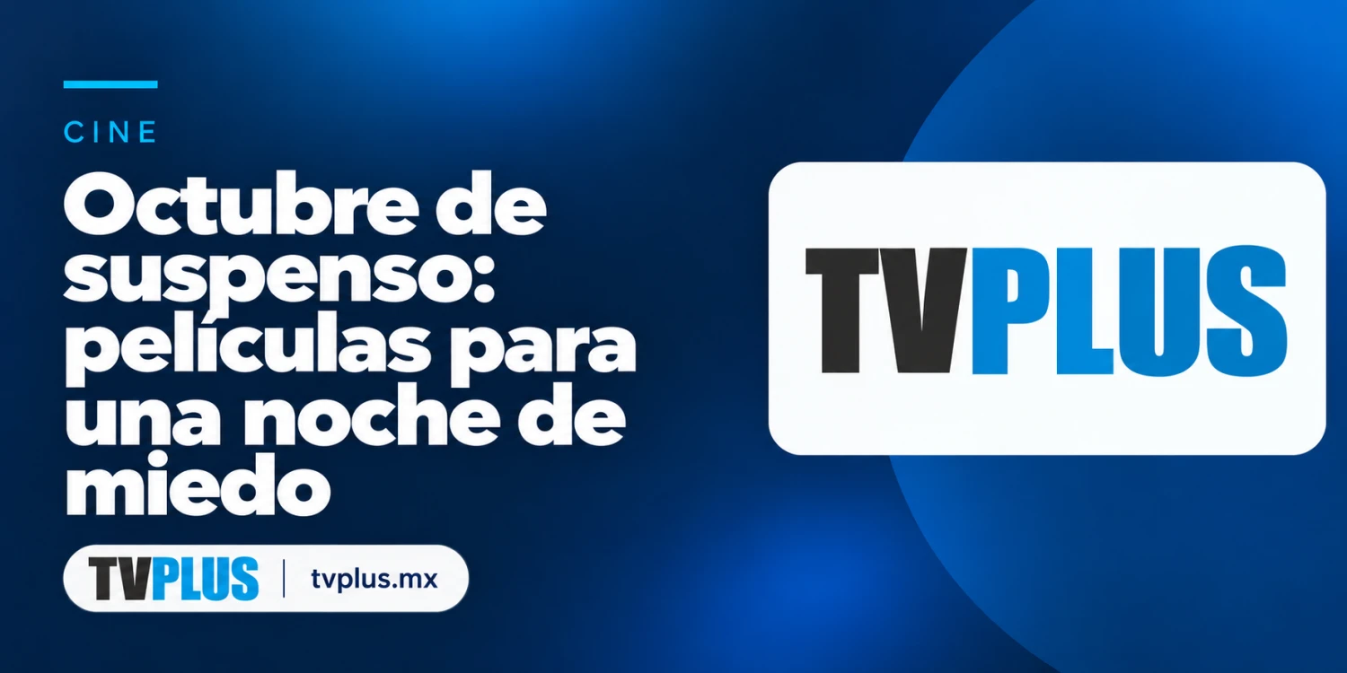 Logo de TVplus con el título «Octubre de suspenso: películas para una noche de miedo».