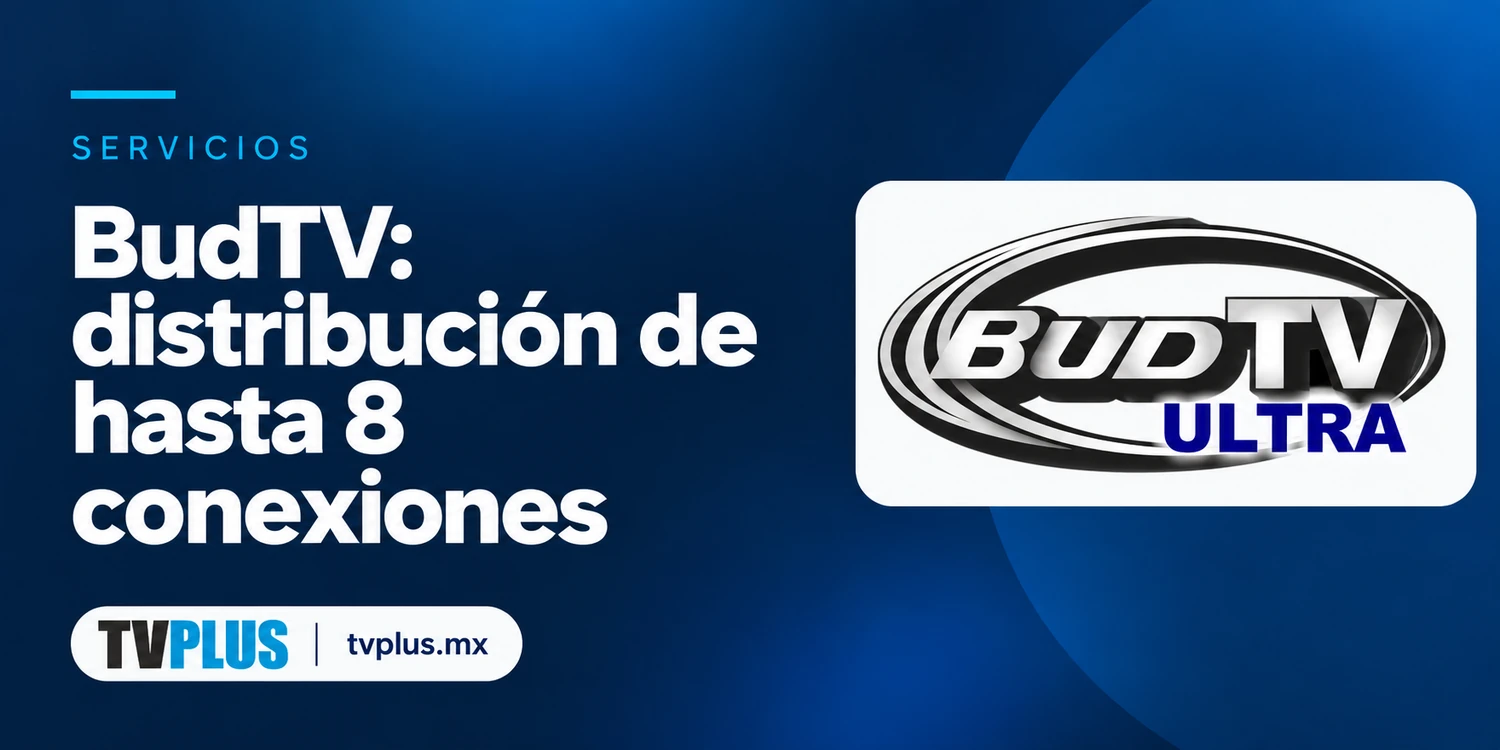 Portada de BudTV con el título «BudTV: distribución de hasta 8 conexiones».