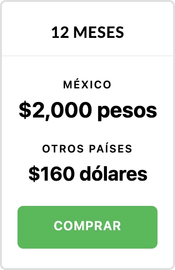 Plan de KaelusTV de 12 meses: $2,000 MXN en México y $160 USD para otros países.