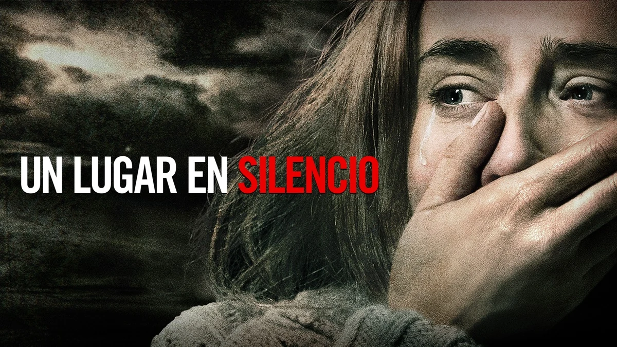 Arte promocional de Un lugar en silencio, con una mujer cubriéndose la boca.